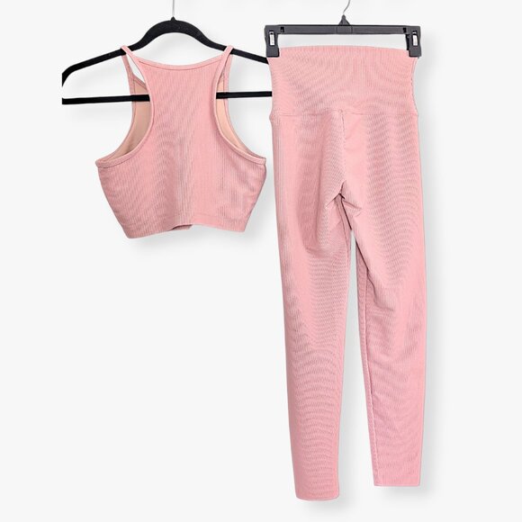 Beach Riot workout set Anna gym tank and Ayla high rise leggings antique rose S - Picture 4 of 5